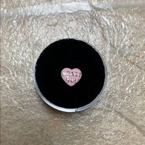 Never used origami owl “crazy 4 u” heart charm